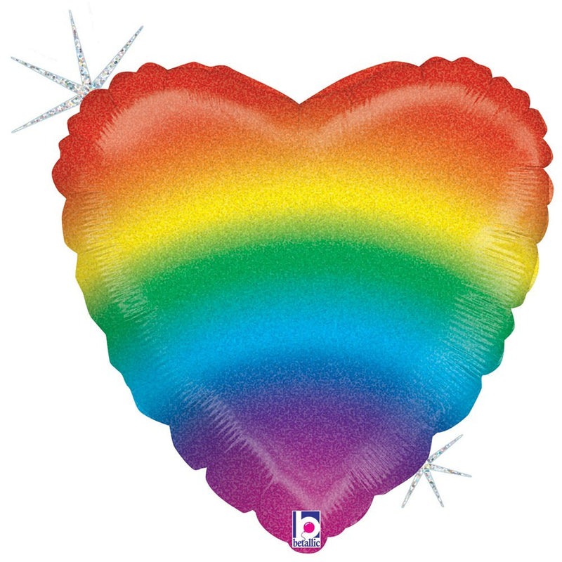 18" Glitter Rainbow Heart - 750