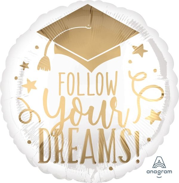 17" Follow Your Dreams White & Gold - G027