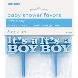 It's a Boy Blue Cake Picks 8/ct