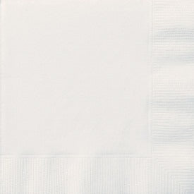 White Solid Beverage Napkins, 20ct