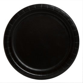 Black Solid Round 7in Dessert Plates, 20ct