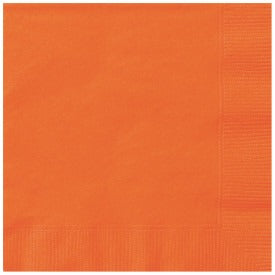 Pumpkin Orange Solid Beverage Napkins, 20ct