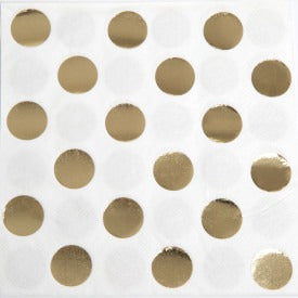 Gold Foil Dots Beverage Napkins 16/ct