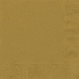 Gold Solid Beverage Napkins, 20ct