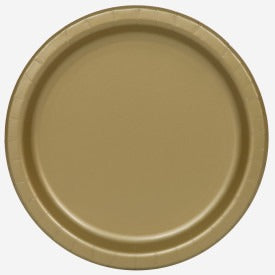 Gold Solid Round 9in Dinner Plates, 16ct