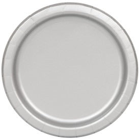 Silver Solid Round 7in Dessert Plates, 20ct