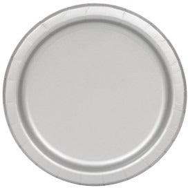 Silver Solid Round 9in Dinner Plates, 16ct