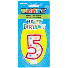 Number 5 Biirthday Candle And Cake Topper 2/ct