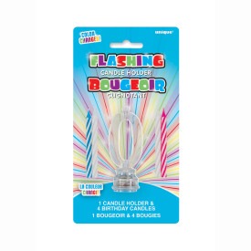 Number 0 Flashing Candle Holder with Birthday Candle 3/ct