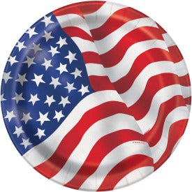 USA Flag Dessert Plates 7in 8/ct