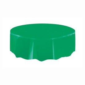 Emerald Green Solid Round Plastic Table Cover, 84in