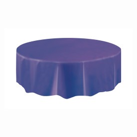 Deep Purple Solid Round Plastic Table Cover, 84in