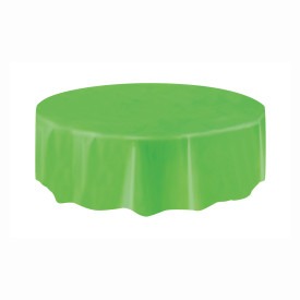 Lime Green Solid Round Plastic Table Cover, 84in