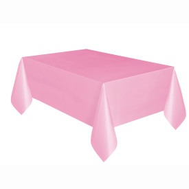 Lovely Pink Solid Rectangular Plastic Table Cover, 54in x 108in