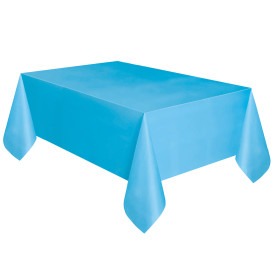 Powder Blue Solid Rectangular Plastic Table Cover, 54in x 108in