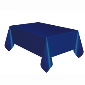 True Navy Blue Solid Rectangular Plastic Table Cover, 54in x 108in