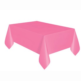 Hot Pink Solid Rectangular Plastic Table Cover, 54in x 108in