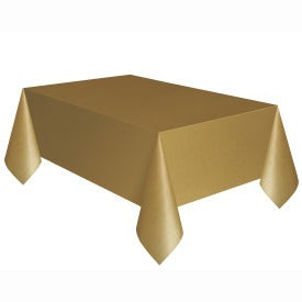 Gold Solid Rectangular Plastic Table Cover, 54in x 108in