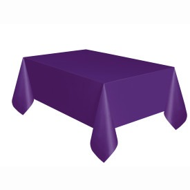 Deep Purple Solid Rectangular Plastic Table Cover, 54in x 108in