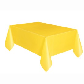 Sunflower Yellow Solid Rectangular Plastic Table Cover, 54in x 108in