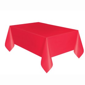 Ruby Red Solid Rectangular Plastic Table Cover, 54in x 108in