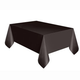 Black Solid Rectangular Plastic Table Cover, 54inx108in