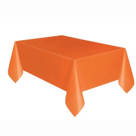 Pumpkin Orange Solid Rectangular Plastic Table Cover, 54in x 108in