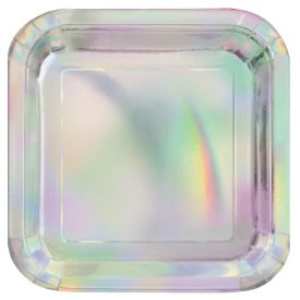 Iridescent Square Dinner Plates 9in 8/ct