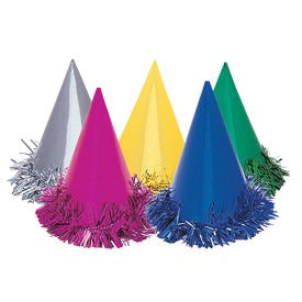 Fringed Foil Hats - Assorted, 6ct