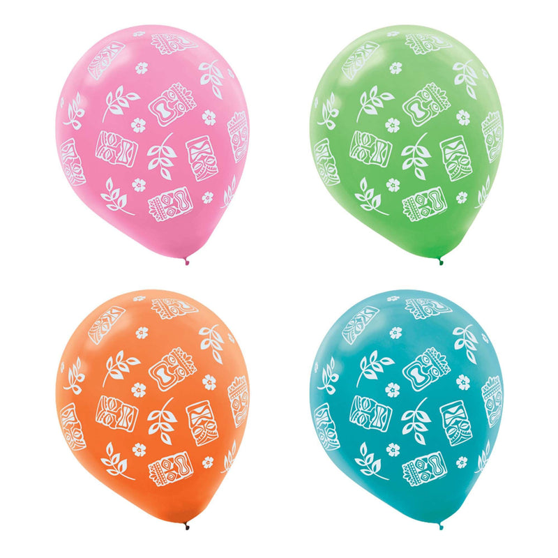 Tiki Printed Latex Balloons 12in 15/ct