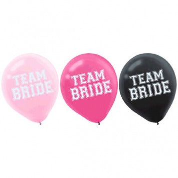 Team Bride Latex Balloons, Asst. Colors 12in 15/ct