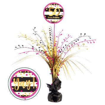 Pink and Gold Milestone 50 Spray Centerpiece