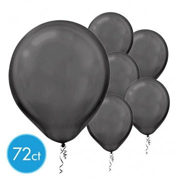 Black Pearlized Latex Balloons - Packaged, 72ct 12in