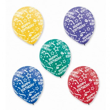 Primary Birthday Confetti All Over Print Latex Balloon Assortment 12in 20/ct