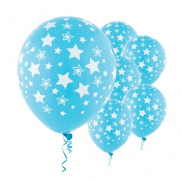 Caribbean Stars All Over Print Latex Balloons 12in 6/ct