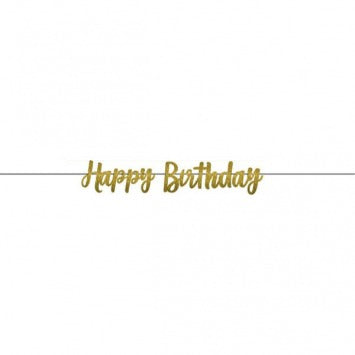 Gold Birthday Glitter Letter Banner 12ft