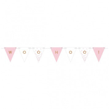 Customizable Paper Pennant Banner - Rose Gold/Blush