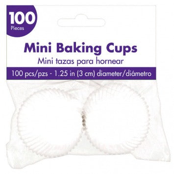 Mini Cupcake Cases - White 1 1/4in 100/ct