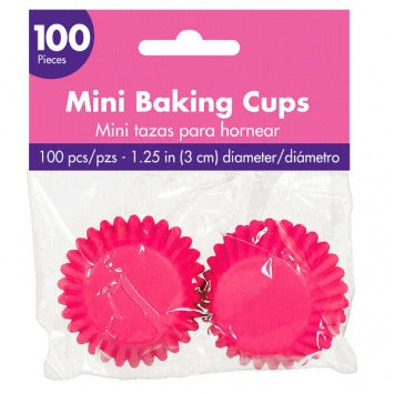 Mini Cupcake Cases - Bright Pink 1 1/4in 100/ct