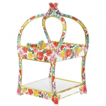 Bright Florals Treat Stand 17in H x 10 3/10in W x 8 9/10in D