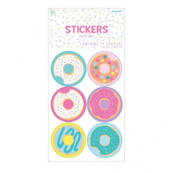 Donut Party Stickers 2in Dia. 24/ct