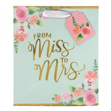 Mint To Be Wedding Medium Bag w/ Gift Tag 9 1/2in H x 8in W x 4 1/2in D