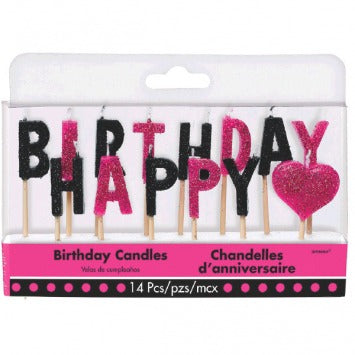 Fabulous Happy Birthday Pick Candles 3in 14/ct
