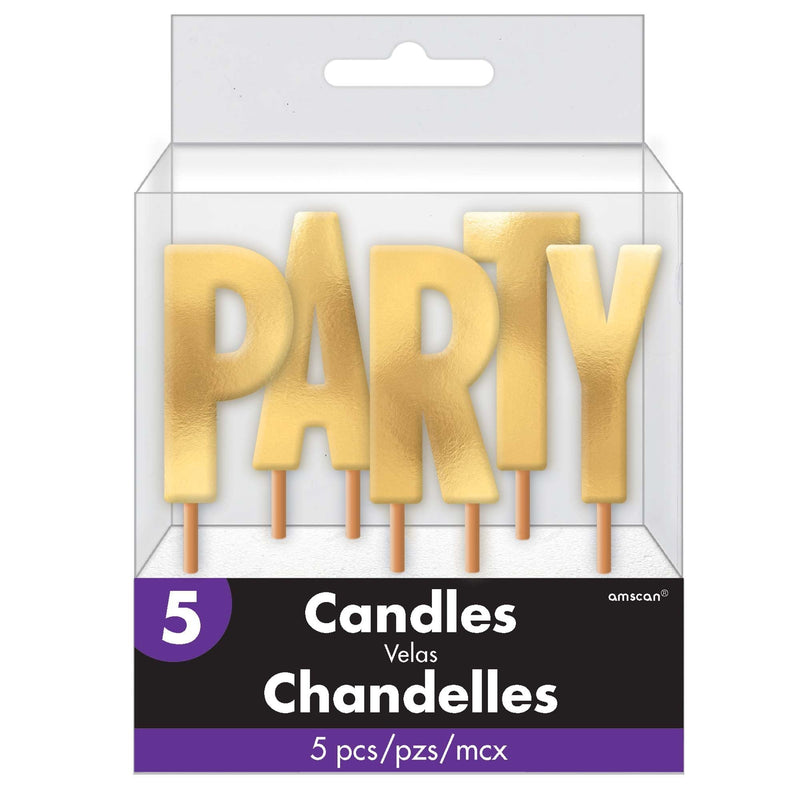 Party Pick Candles - Gold 4in 5/ct