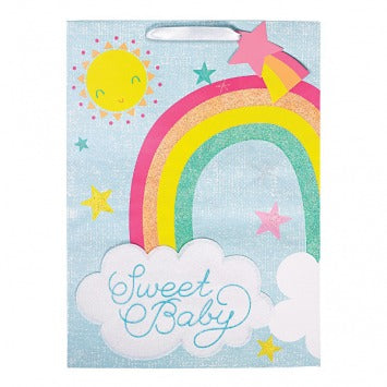 Rainbow Baby X-Large Bag w/Gift Tag 17in H x 12 1/2in W x 6in D