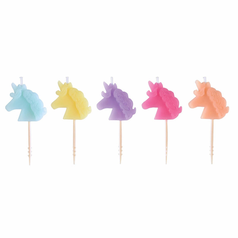 Unicorn Icon Molded Pick Candles 2 7/10in 5/ct