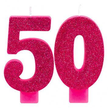 Pink and Gold Milestone 50 Numeral Candles