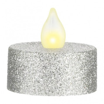 LED Tealights - Silver Glitter 3/4in x 1 1/2in 10/ct