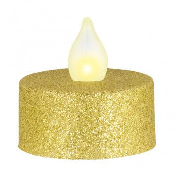 LED Tealights - Gold Glitter 3/4in x 1 1/2in 10/ct