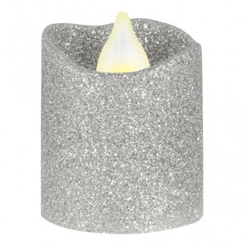 LED Votives - Silver Glitter 1 1/2in x 1 1/4in 6/ct